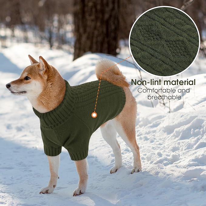 SAWMONG Dog Sweater for Large Dogs, Turtleneck Knitted Pullover Sweater Sweatshirt, Classic Winter Warm Pet Sweater for Boy Girl Pet Chihuahua, French Bulldog, Golden Retriever, Pug, Cat (Green, XL)