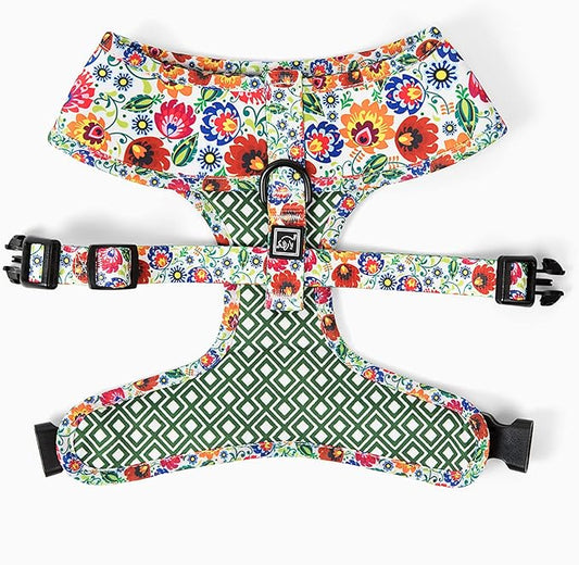 Lucky Love Dog, Soft Reversible Harness Vests, Vivid Floral Dog Vest Harness for Medium Female Dogs, Stylish Dog, Accessory (Ladybird, Medium)