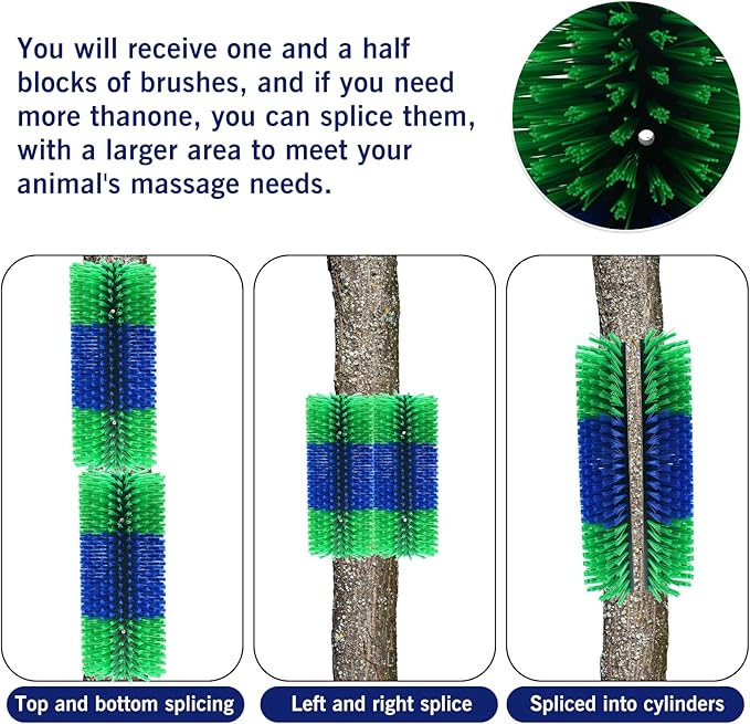 Livestock Scratching Brush Goat Scratcher Full Massage Grooming Brush with 8 Screws for Cattle, Sheep, Horses, Pigs
