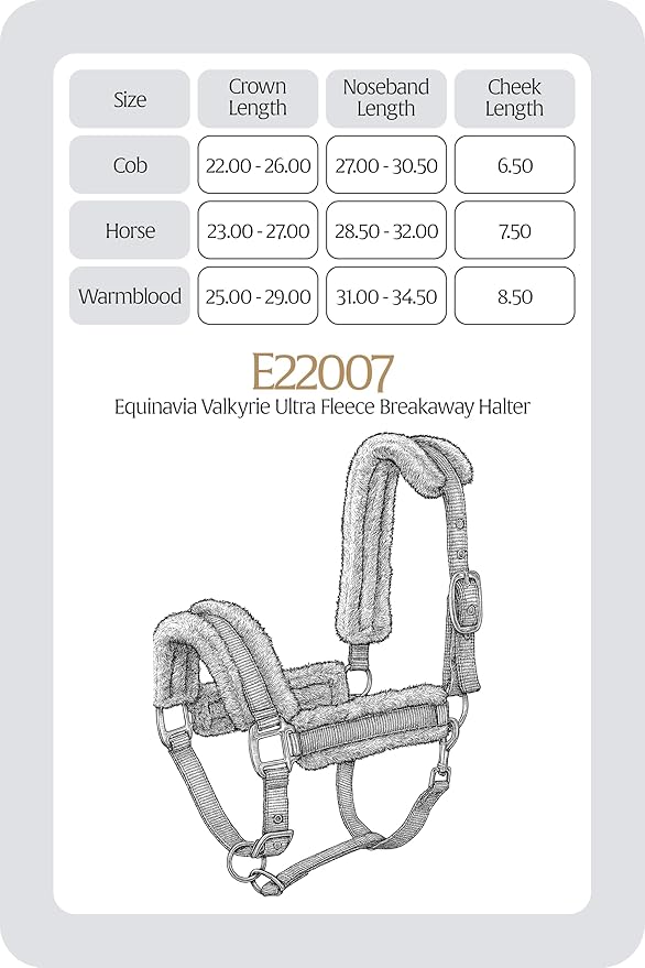 Equinavia Valkyrie Ultra Fleece Breakaway Horse Halter | Padded Fleece Adjustable Safety Halter with Nylon Webbing - Brown/Ivory White - Warmblood