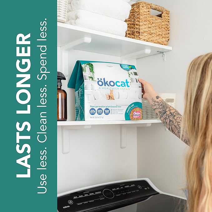 ökocat Multi-Cat Wood Clumping Cat Litter, Unscented, 26 pounds XL - Natural Ingredients, Obliterates Odors with Natural Odor Neutralizer, Clumps Solid, 99% Dust Free, Great for Multiple Cats