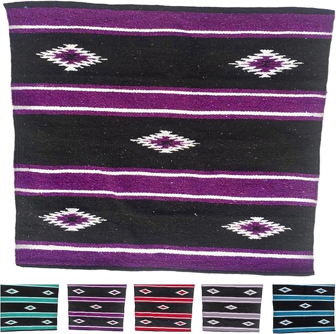 Majestic Ally 36"x 34" Navajo Design Acrylic Saddle Blanket -2.4 lbs (Purple and Black)