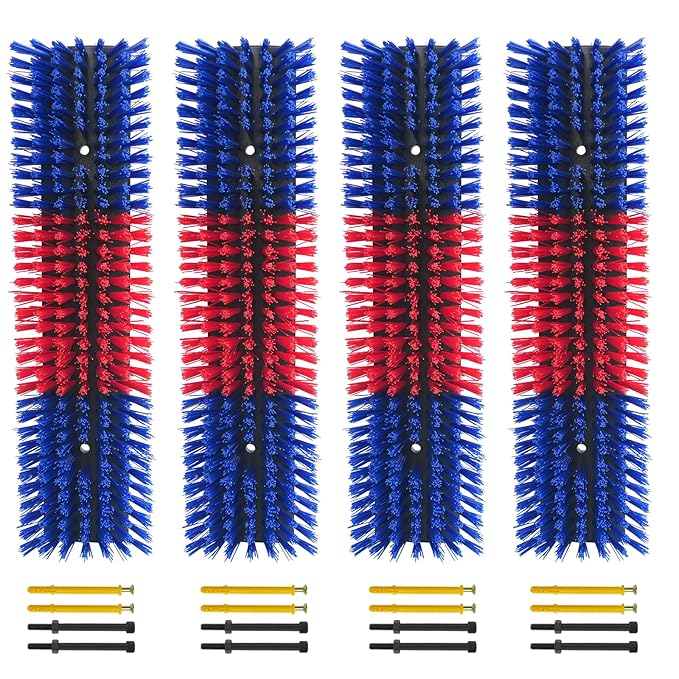 Livestock Scratch Brush With 16 Screws，Animal Back Scratching Brush for Cow,Cattle,Sheep, Horses,Pigs，Massage Grooming Tool (Blue, 4pcs)