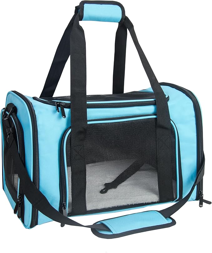 Soft Sided Carrier for Small Medium Cats Dogs,Removable Pad Collapsible Travel Pet Carrier Large Blue