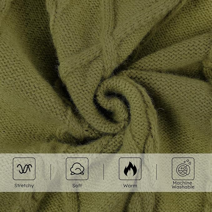 Queenmore Small Dog Pullover Sweater, Cold Weather Cable Knitwear, Classic Turtleneck Thick Warm Clothes for Chihuahua, Bulldog, Dachshund, Pugl,OliveGreen,S