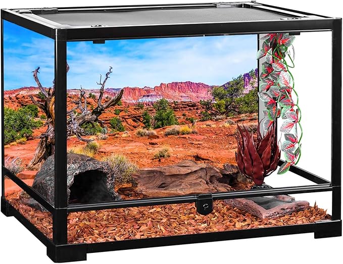 AWERT 24x16 inches Reptile Habitat Background Blue Sky Oasis Orange Desert Terrarium Background
