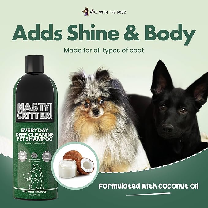 Nasty Critter! by Girl With The Dogs - Everyday Deep Cleaning Dog Shampoo 16 Oz, Made in USA 8 Wks+