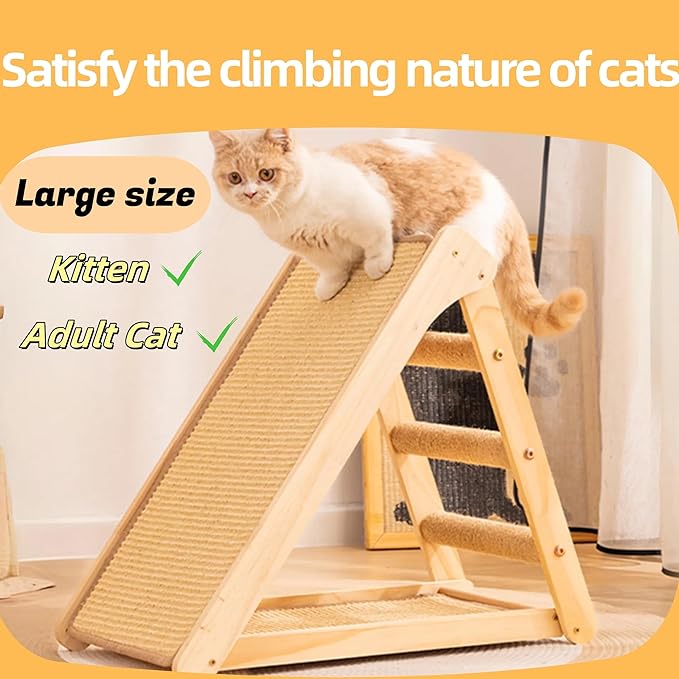 Large Sisal Cat Scratcher, Cat Scratching Post Tower Assembled - Solid Wood Sisal Scratching Posts for Indoor Cats Adults