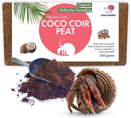 Coco Peat Reptile & Amphibian Bedding 1.4 lbs - Perfect for Frogs, Salamanders, Geckos & Snakes Tunneling - 100% Organic Coconut Husks - 650 Grams, Brown by Snout and Shell