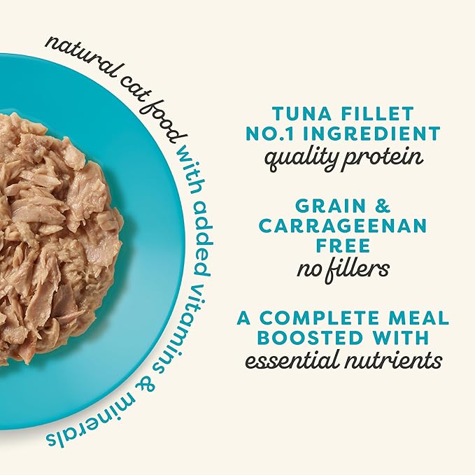 Applaws Vitality Wet Cat Food in Broth, Natural Cat Food with Added Vitamins & Minerals, Grain-Free, Carrageenan Free, Tuna Fillet in Broth (24 Count, 2.47 oz Cans)