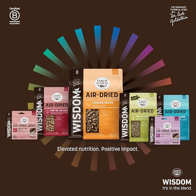 Earth Animal Wisdom Air Dried Dog Food - from The Air Recipe Premium Natural Dry Dog Food for All Breeds & Ages - 8 Lbs Bag