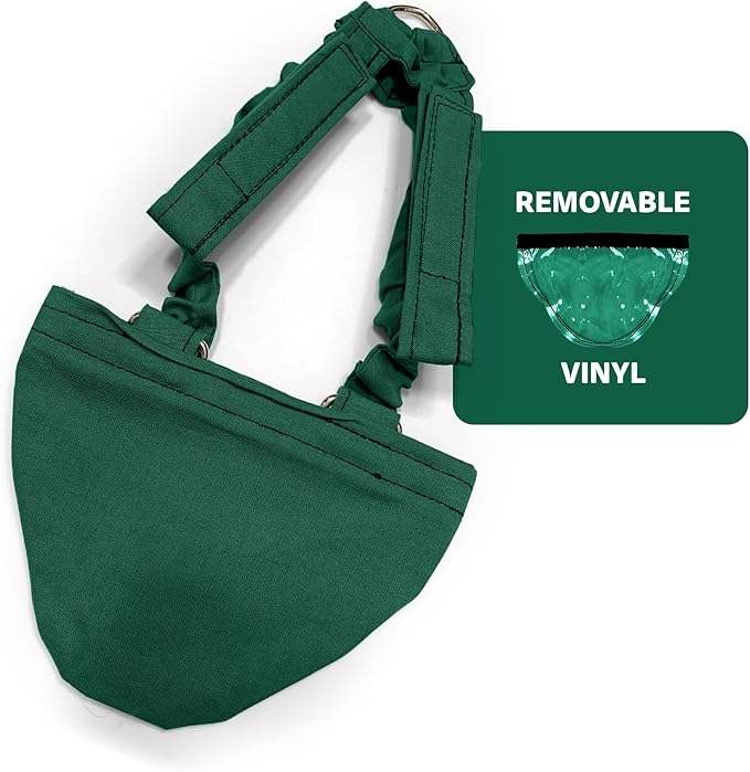 Hen Holster Bikini Diaper, Bird Diaper & Harness for Hens, Roosters, Ducks, Geese - with Removable Vinyl Liner, Adjustable Fit for Outdoor Adventures & Indoor Use - Easy to wear - S/M, Green