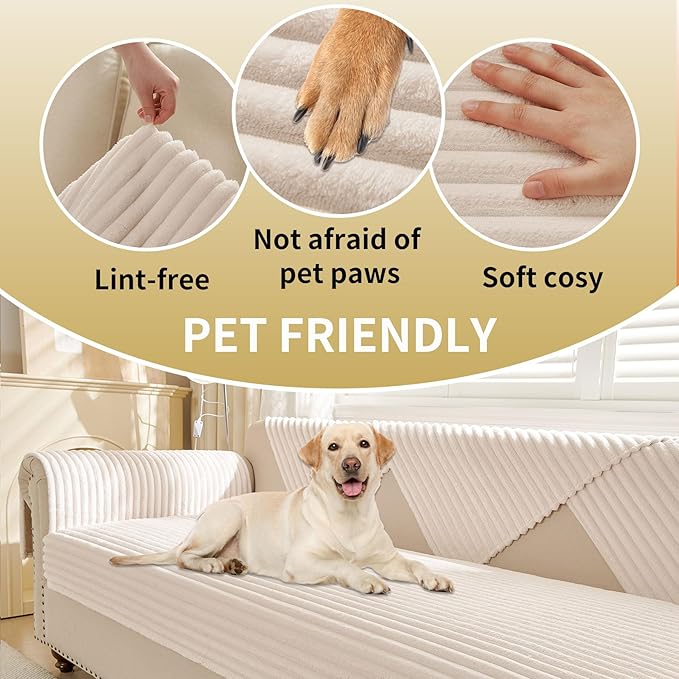 HAOMAIJIA Non-Slip Couch Armrest Covers for Sofa,Fuzzy Couch Arm Covers Set of 2,Washable Thick Soft Recliner Chair Arm Cover Protectors (Off White, 23" x 23" 2 Pack)
