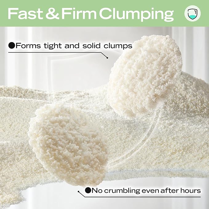 Natural Cat Litter Green Tea Scent, Plant-Based, Strong Clumping Litter, Odor Control, Easy Scooping, Clumps Lift Cleanly, Low Dust, 5.5 LB x 3 Bags