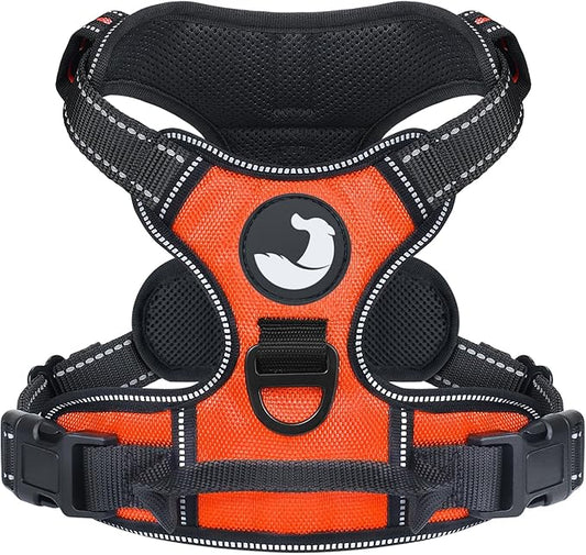 Joytale No Pull Dog Harness Medium Sized Dog, Reflective Pet Vest with Front Clip, Adjustable Soft Padded Harnesses with Easy Control Handle for Training and Walking, Orange, M
