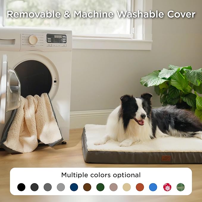 Bedsure Dog Beds Large Sized Dog - Comfy Flat Pet Beds with Removable Washable Cover, Orthopedic Egg Crate Foam Puppy Mat, Suitable for Pet Up to 65 lbs