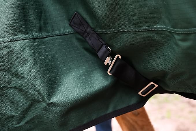 AJ Tack 1200D Waterproof Winter Horse Blanket - 400g Heavyweight Turnout with Fleece Collar, Shoulder Gussets & Tail Flap - Green 80"