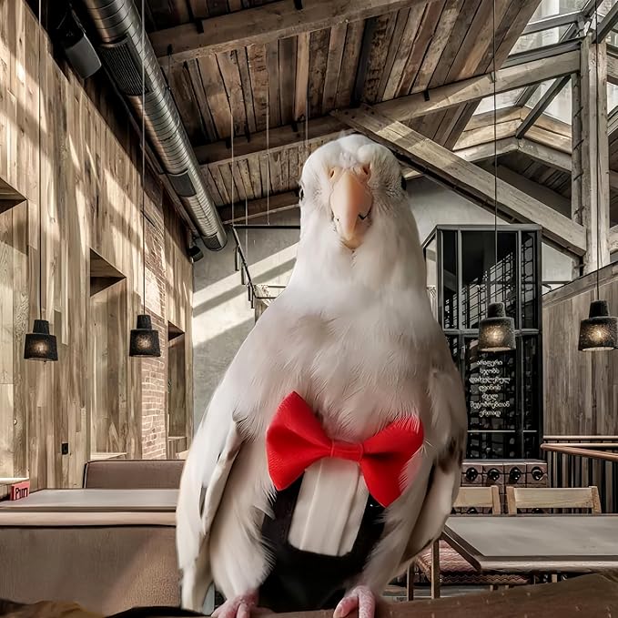 Bird Diapers Bird Harness Tuxedo Flight Suits with 80in Flying Leash Parrot Nappy with Waterproof Inner Layer Urine Wet Suite for Cockatiel Conure Parakeet Macaw Budgie-Black,XL