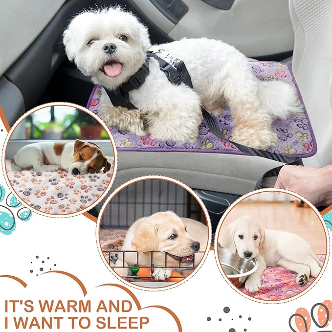 Reginary 4 Pcs Waterproof Guinea Pig Blankets Washable Small Animal Fleece Bedding Absorbent Guinea Pig Cage Liners Reusable Pet Pee Pad Sleep Mat for Hamster Ferret(Paw Print,28 x 56 Inch)