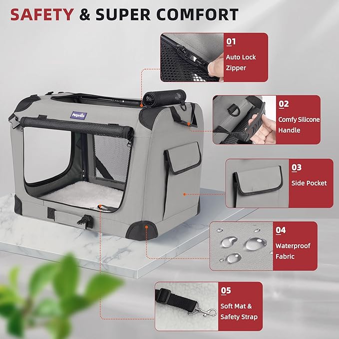 Petprsco Large Cat Carrier for 2 Cats Small Medium Dogs, Soft Pet Carrier 24x17x17 for Traveling with Warm Blanket Foldable Bowl and Washable Pad