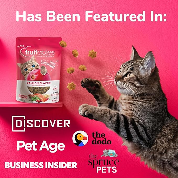 Fruitables Crunchy Low Calorie Treats Packed with Protein For Cats Healthy Free of Wheat, Corn and Soy – Made with Real Chicken with Blueberry – 2.5 Ounces