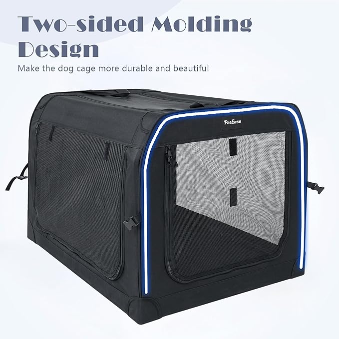 Collapsible Dog Crates for Small Dogs, 3-Door Soft-Sided Pet Crate with Durable Mesh Windows, Portable Foldable Travel Kennel for Indoor, Outdoor & Car Use