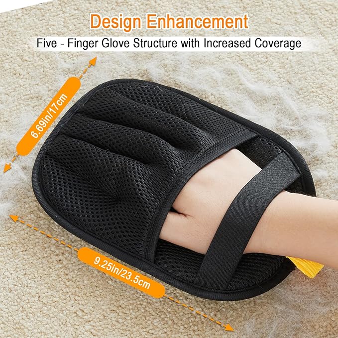 2Pcs Upgraded Electrostatic Hair Remover for Dogs and Cats, Five-Finger Reusable and Washable Pet Hair Removal Tool, Pet Hair Gloves for Laundry, Couch, Carpet, Car Seat and Bed