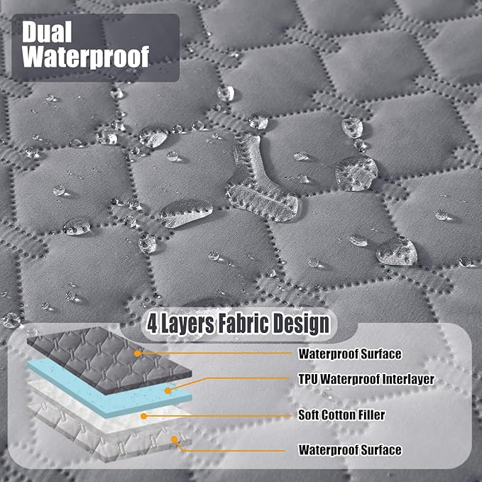 Smiry Waterproof Dog Bed Cover Blanket, Soft Reversible Pet Blanket, Washable Leakproof Cats Dogs Couch Cover for Sofa, Couch, Furniture, Plaid (82x102 Inch, Grey/Light Grey)