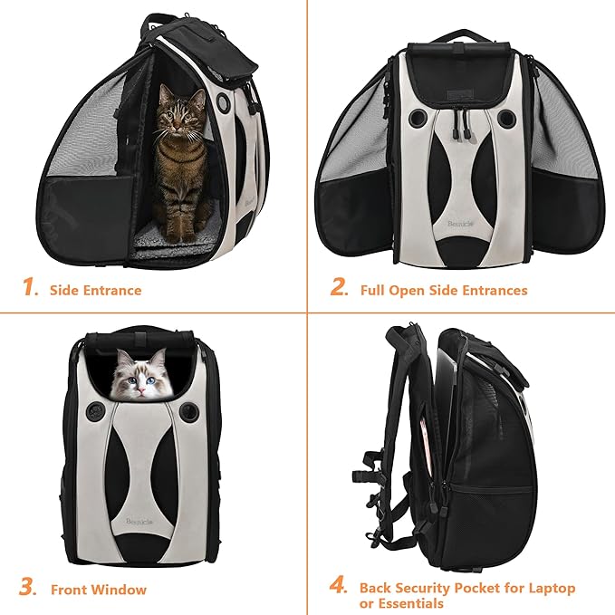 Security Privacy Cat Carrier Backpack Kitten Carry Bag Chihuahua Puppy Weekend Travel Backpack Small Cat Overnight Carrier for Hamster/Cats/Rabbit Comfortable Travel Backpack for Small Pet