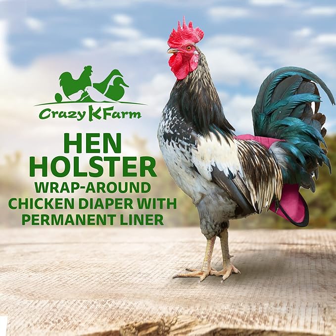 Hen Holster, Wrap-Around Chicken Diapers, Comfy Chicken Diapers for Hens & Roosters, US-Made Chicken Diaper, Must-Have Chicken Accessories, with Sewn-in Liner, XL, Pink - Crazy K Farm