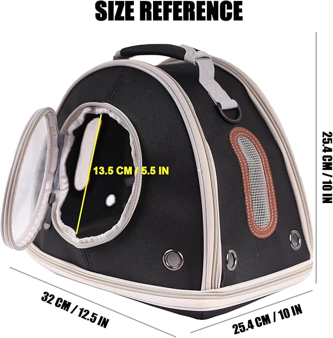 Guinea Pig Travel Carrier Cage, Portable Carry Bag for Two (2) Pigs, Reptile Bearded Dragon Lizard Carrier Bag for Small Animals Hamster Hedgehog Bird Bunny Kitten (Black, Typical Oxford)