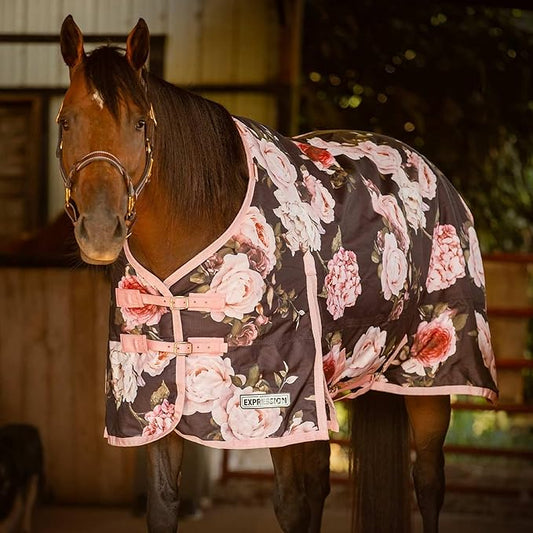 Jeffers Expression 1200 Denier Standard Neck Turnout Blanket, Rose Garden, 72" - Waterproof, Breathable Horse Blanket with 0g Polyfill, No insulation - Ideal Protection for Wind and Rain, Light Weight