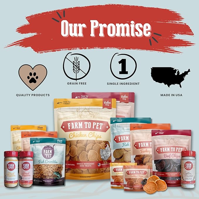 Farm To Pet - Dog Training Treats - 12 oz Fish Chips, Single Ingredient, Lean, All Natural, Healthy Treats for Small, Medium, Large Dog Breeds, & Puppies, Made in USA (12oz)