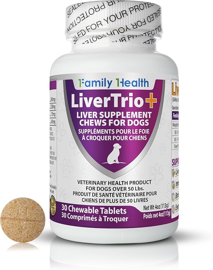 Comprehensive Liver Support Supplement for Large Dogs. Flavorful Chewable Tablets Combining Same, SPC, Silybin A+B, + Glutathione 30Ct (Large)