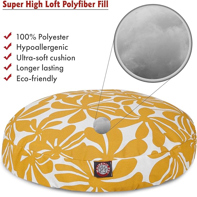 Yellow Plantation Small Round Indoor Outdoor Pet Dog Bed With Removable Washable Cover By Majestic Pet Products