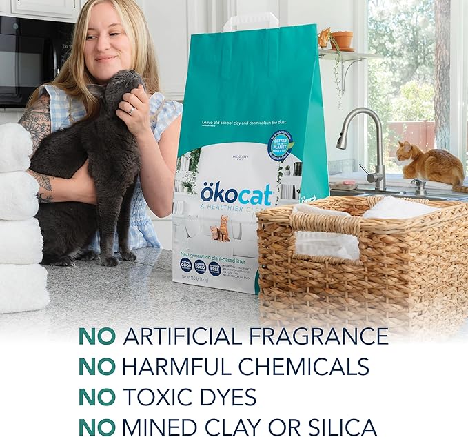 ökocat Multi-Cat Wood Clumping Cat Litter, Unscented, 26 pounds XL - Natural Ingredients, Obliterates Odors with Natural Odor Neutralizer, Clumps Solid, 99% Dust Free, Great for Multiple Cats