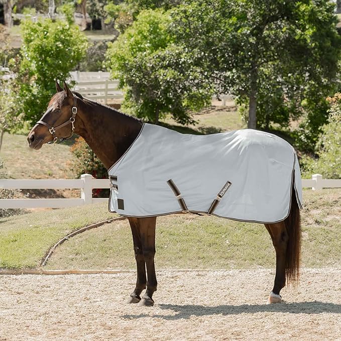 Equinavia Gard Horse Fly Sheet | UV Protection Mesh Fly Sheet for Horses | Lightweight Nylon Turnout Sheet Fly Sheets for Horses - Silver Gray - 84 in