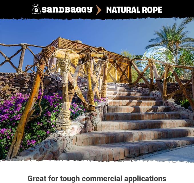 Sandbaggy Sisal Rope Twine 1/4 inch x 500 ft | Industrial Grade | No Synthetic Materials - Eco-Friendly Product | Higher Quality Compared to Home Depot, Walmart, Lowes (2 Rolls)