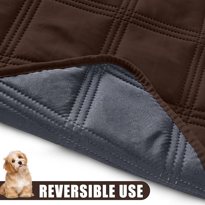 Smiry Waterproof Dog Bed Cover Blanket 30x53, Soft Reversible Pet Blanket, Washable Leakproof Cats Dogs Couch Cover for Sofa, Couch, Furniture, Lattice, Chocolate/Dark Grey