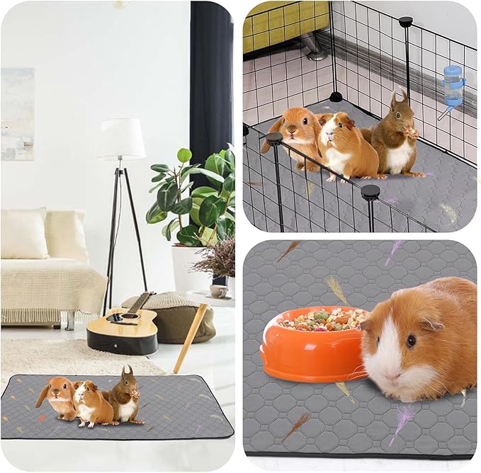 2Pcs Guinea Pig Cage Liners,Guinea Pig Fleece Cage Liners24''X60'' Super Absorbent Washable Pee Pads Reusable for Rabbit Hamster Chinchilla