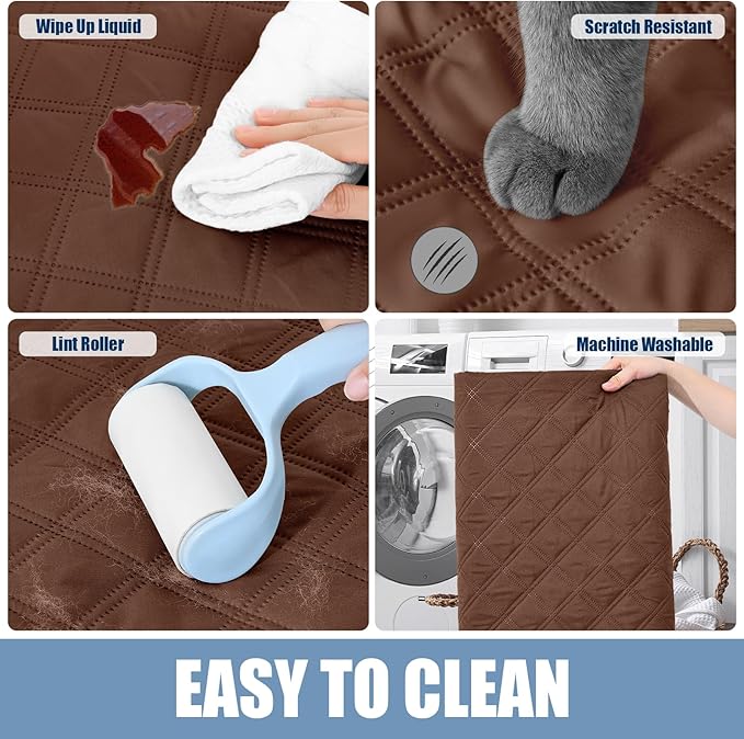 Smiry Waterproof Dog Bed Cover Pet Blanket, Soft Washable Dog Blanket for Furniture Bed Couch Sofa Reversible, Checkered (82"x120", Brown/Chocolate)