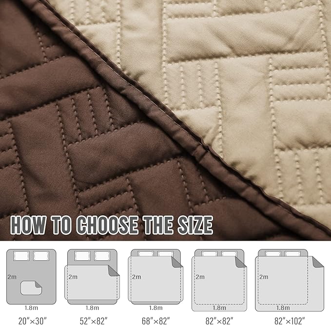 BOCTOPUG Dog Bed Cover for Pets - Blankets Rug Pads for Couch Protection Waterproof Bed Covers Dog Blanket Furniture Protector Reusable Changing Pad (Brown+Beige, 20"x30")