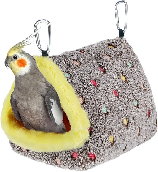 MEWTOGO Medium Winter Warm Bird Nest for Cage - Comfortable Birds Bed with Support Plate, Hanging Shed Hideaway Hammock Hut Gift for Macaws African Grey Amazon Parrots