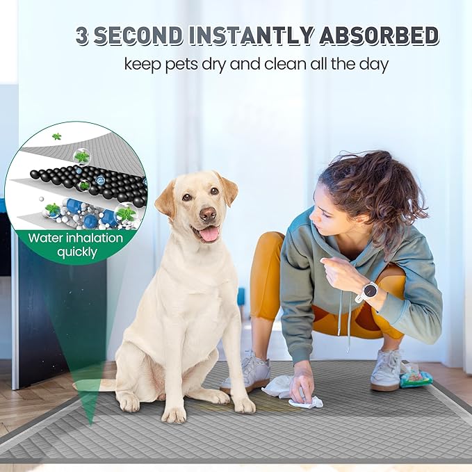 37"x54" Activated Charcoal Dog Pee Pads - 50 Count,Extra Large,Super Absorbent,Leakproof,Long-Lasting Odor Control-Essential pet Training Pads for Large Dogs