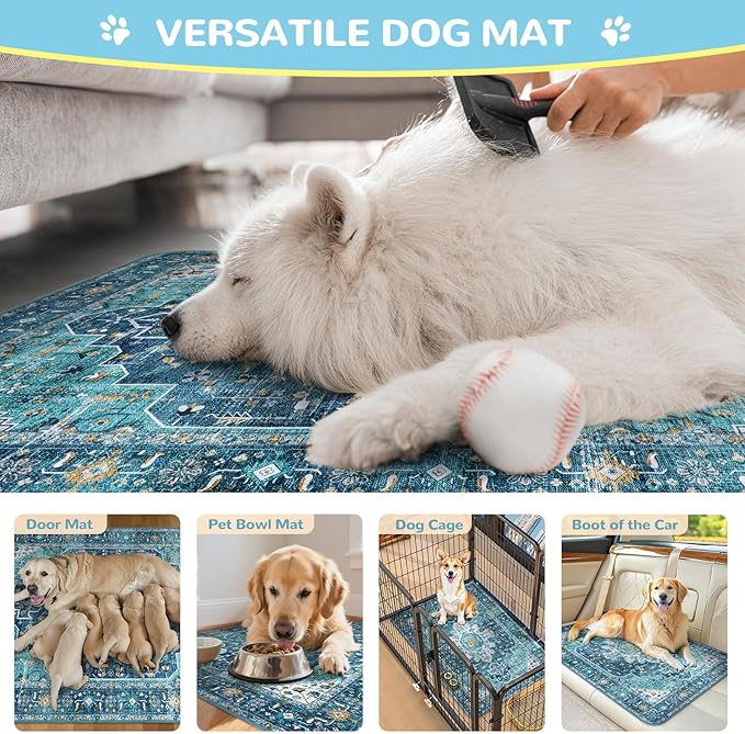 Lahome Extra-Large Washable Dog Pee Pads (72"x72") - Super Absorbent & Waterproof - Leakproof Reusable Mat for Playpens, Beds & Whelping, Convenient Cleanup,Blue