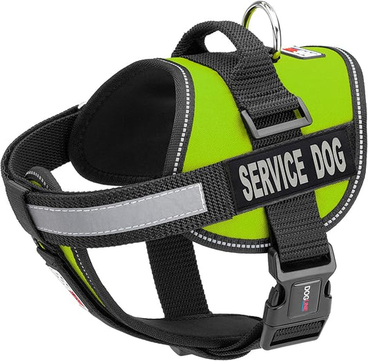 Dogline Unimax Service Dog Vest and Free Service Dog ID Badge with ADA Law, Small, Lime Green