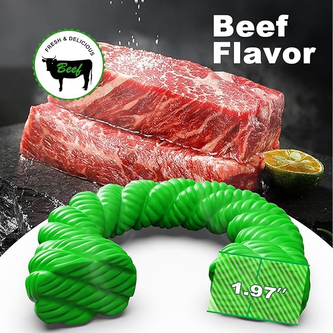 Dog Toys for Aggressive Chewers, Dog Toys for Medium Large Dogs, Toys for Traning, Indestructible Dog Toy with Beef Flavor, Natural Rubber Horseshoe-Shaped Chew Toys (Green)