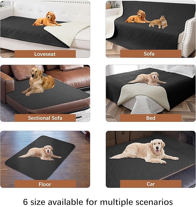Waterproof Dog Blanket, Washable Anti-Slip Pet Couch Covers for Sofa,Pet Hair Resistant Blankets Bed Chair Furniture Couch Protector for Dogs-68x82,Black