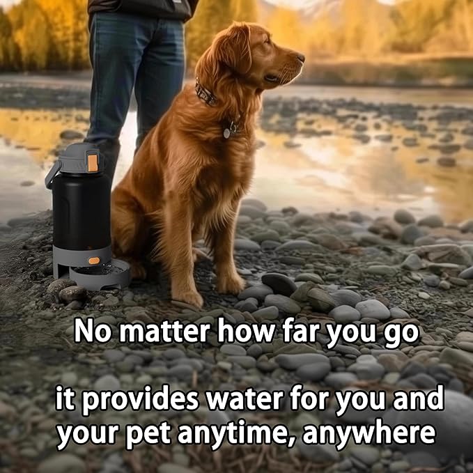 50oz Leakproof Dog Water Bottle for Hiking & Camping with Pet Sharing Technology - Dual Hydration Zones, Portable Dog Water Bottle, Travel Accessories for Humans and Pets, BPA Free, Gray