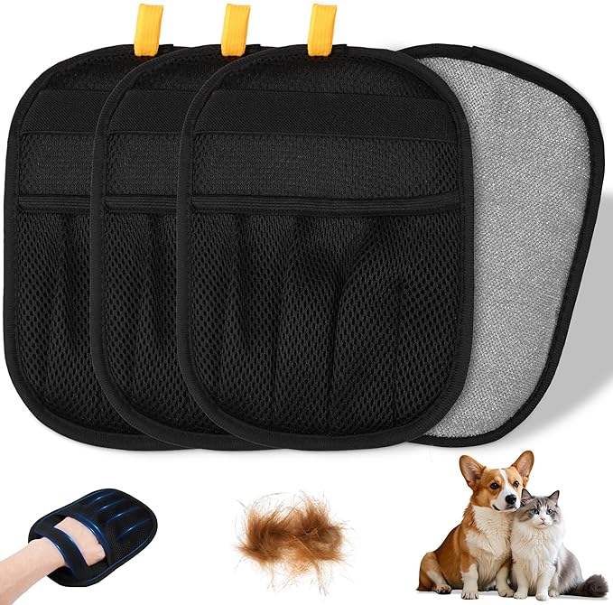 4PCS Pet Hair Removal Glove for Cats & Dogs, 2025 New Upgraded Five-Finger Electrostatic Pet Hair Remover Glove, Reusable Magic Brush Pet Hair Removal Tool for Laundry, Couch, Carpet & Car Seat